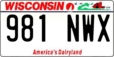 WI license plate 981NWX