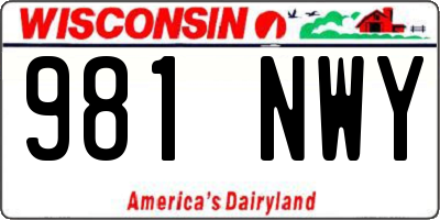 WI license plate 981NWY