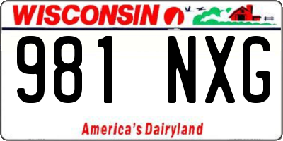 WI license plate 981NXG