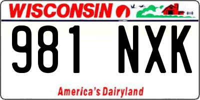 WI license plate 981NXK