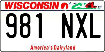 WI license plate 981NXL