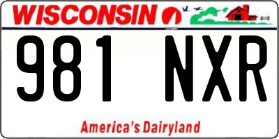 WI license plate 981NXR