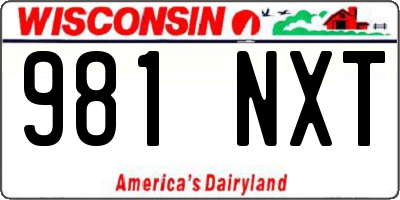 WI license plate 981NXT