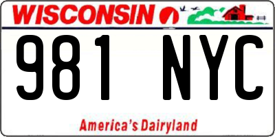 WI license plate 981NYC