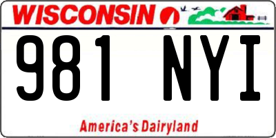 WI license plate 981NYI