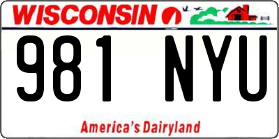 WI license plate 981NYU