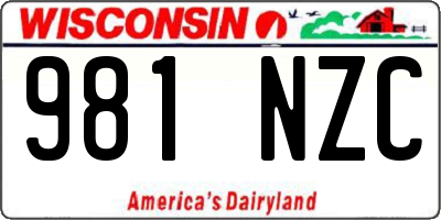 WI license plate 981NZC