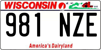 WI license plate 981NZE