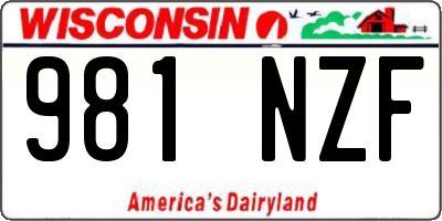 WI license plate 981NZF