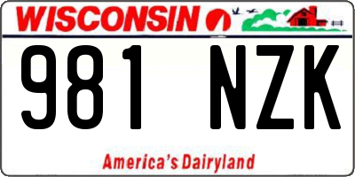 WI license plate 981NZK