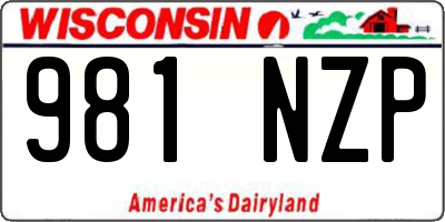 WI license plate 981NZP