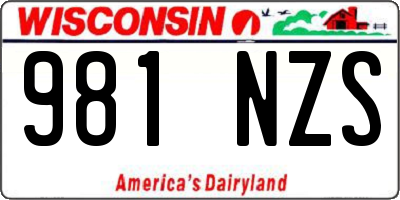WI license plate 981NZS
