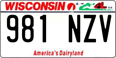 WI license plate 981NZV