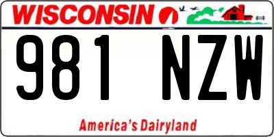 WI license plate 981NZW
