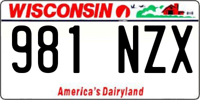 WI license plate 981NZX