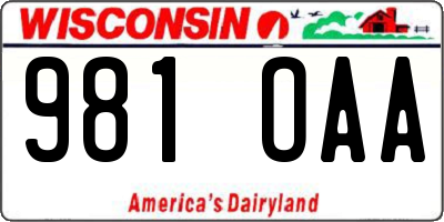 WI license plate 981OAA