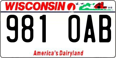 WI license plate 981OAB