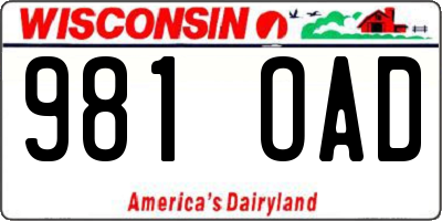 WI license plate 981OAD