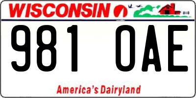 WI license plate 981OAE