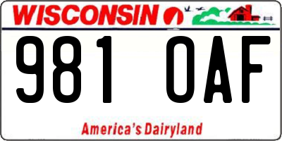 WI license plate 981OAF