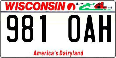 WI license plate 981OAH