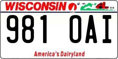 WI license plate 981OAI