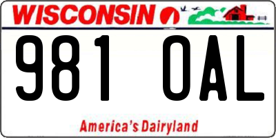 WI license plate 981OAL