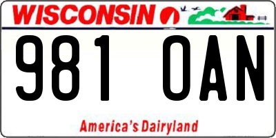WI license plate 981OAN