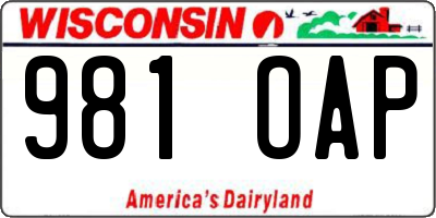 WI license plate 981OAP