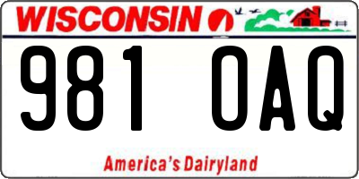 WI license plate 981OAQ