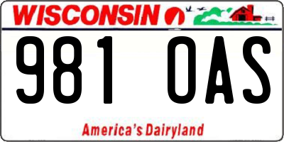 WI license plate 981OAS