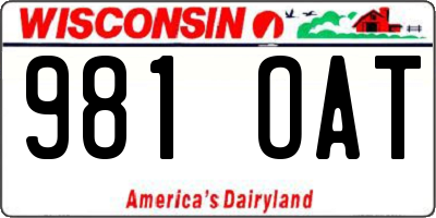 WI license plate 981OAT