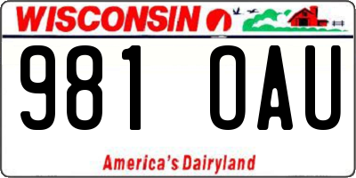 WI license plate 981OAU