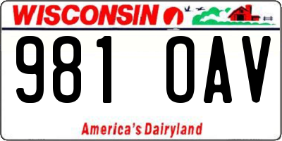 WI license plate 981OAV