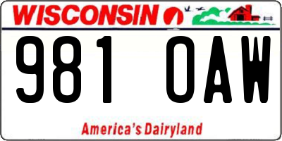 WI license plate 981OAW