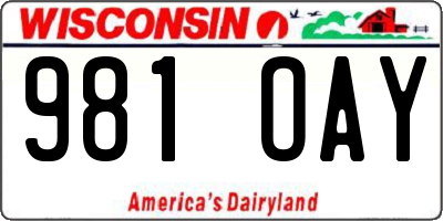 WI license plate 981OAY