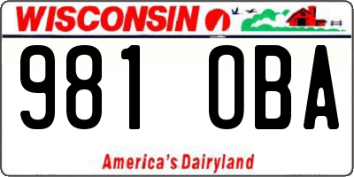 WI license plate 981OBA