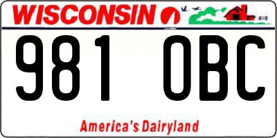 WI license plate 981OBC