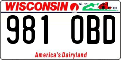 WI license plate 981OBD