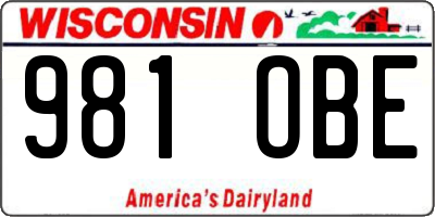 WI license plate 981OBE