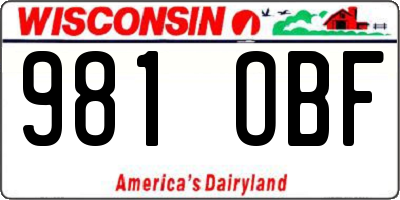 WI license plate 981OBF
