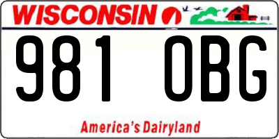 WI license plate 981OBG