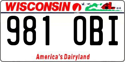 WI license plate 981OBI