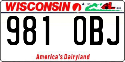 WI license plate 981OBJ