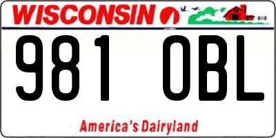 WI license plate 981OBL