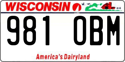 WI license plate 981OBM