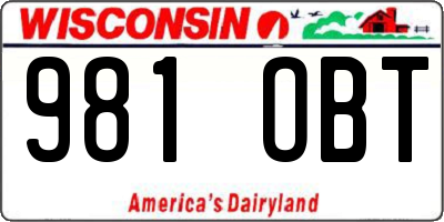 WI license plate 981OBT