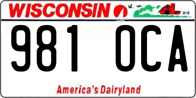 WI license plate 981OCA