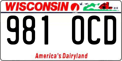 WI license plate 981OCD