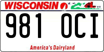 WI license plate 981OCI